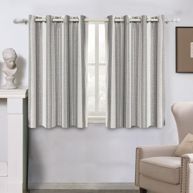 Romelia Saki Print Room Darkening Grommet Curtain Panel, 52" W x 63" L, Gray