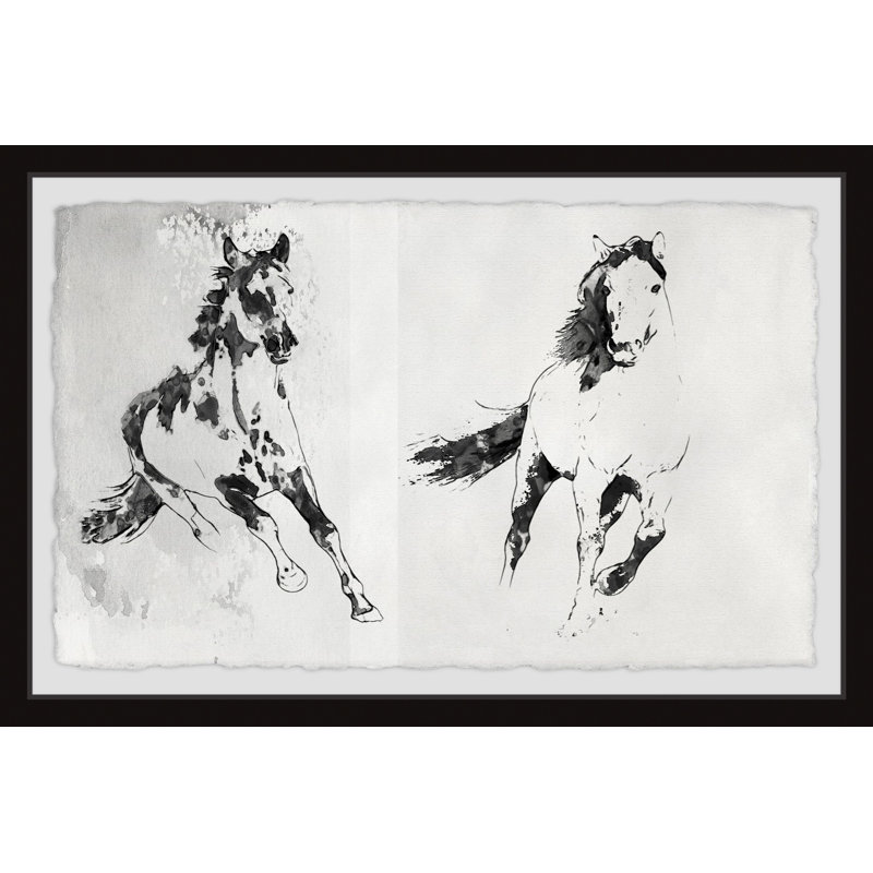Reproduction d’art encadrée « chevaux en cours » Aquinnah, H 30 po x l 45 po x P 1,5 po