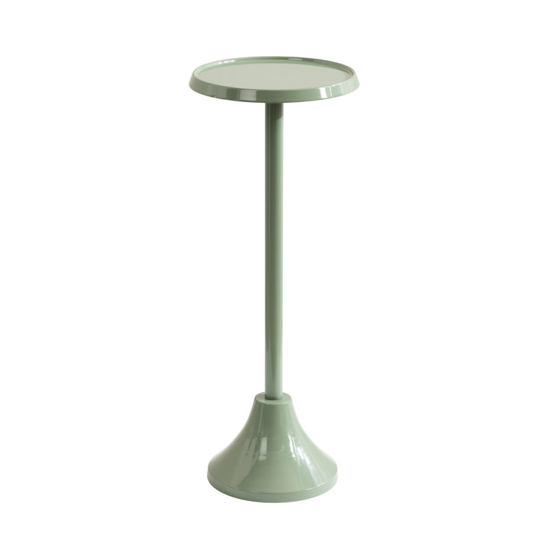 Sanzo Round Metal Pedestal Drink Table, Green