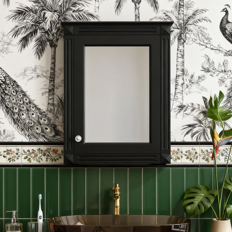 Armoire de rangement murale avec miroir, Blanc