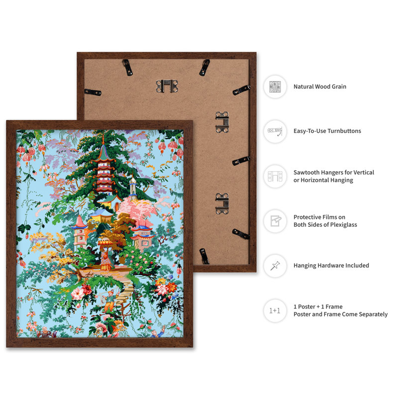 Pagode, temple n ° 2, Poster, 18"H x 24"W, Brown Framed