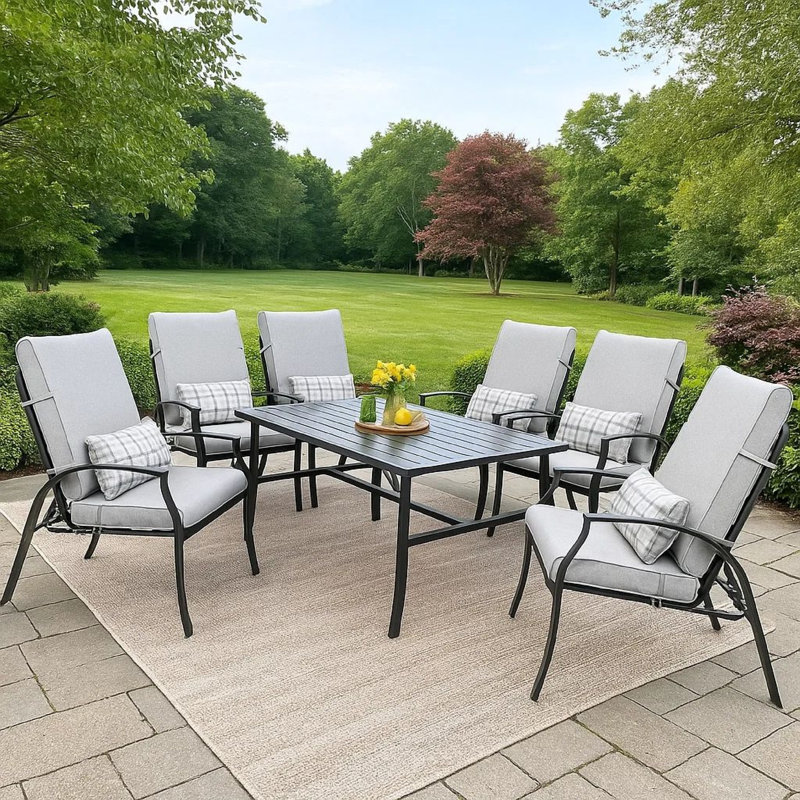 Ensemble de 6 fauteuils inclinables Leki, 1 coussin, gris