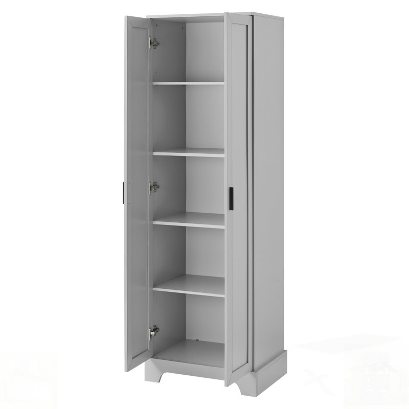Versatile MDF Storage Cabinet With Two Doors And Adjustable Shelf For Bathroom, Office, And More, Gray