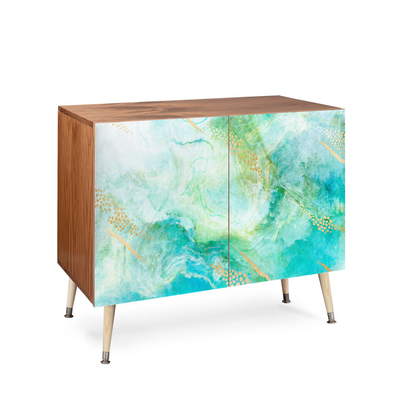 Crédence 2 portes Iveta Abolina Winter Marble II, Turquoise / brun clair