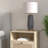 28.5" Grey Ceramic Led Table Lamp - Fluted Column, Brass Base, Cotton Shade, Nightstand Lamp
