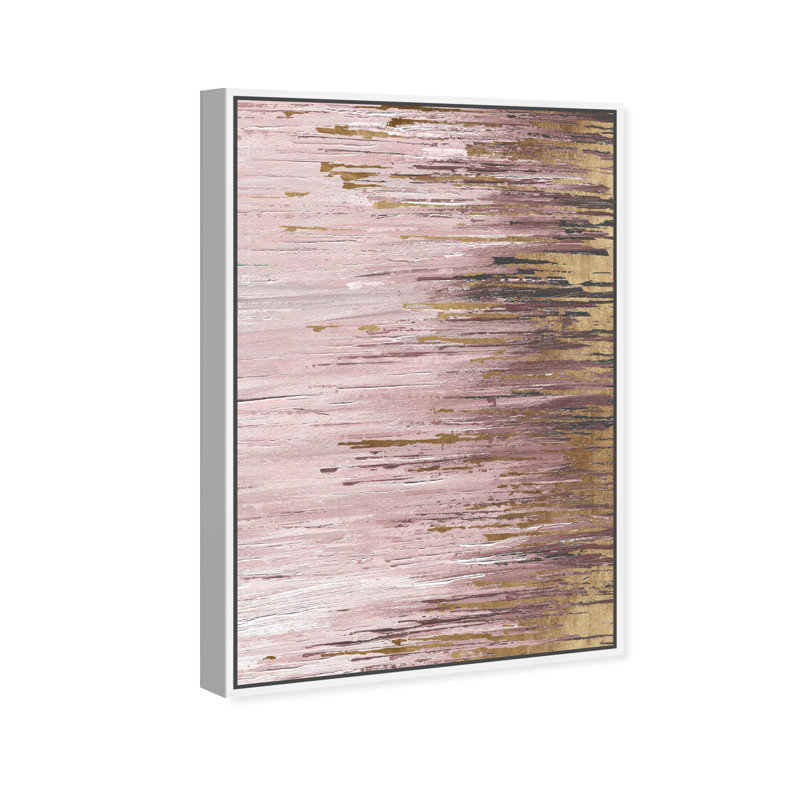 «Blush Rains Duet I», peinture sur toile, H 54 po x l 36 po, Toile blanche encadrée