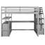 Lit mezzanine pleine grandeur gris avec bureau, tablettes et tablettes de rangement, tiroirs - Bois massif-117516176-117516178