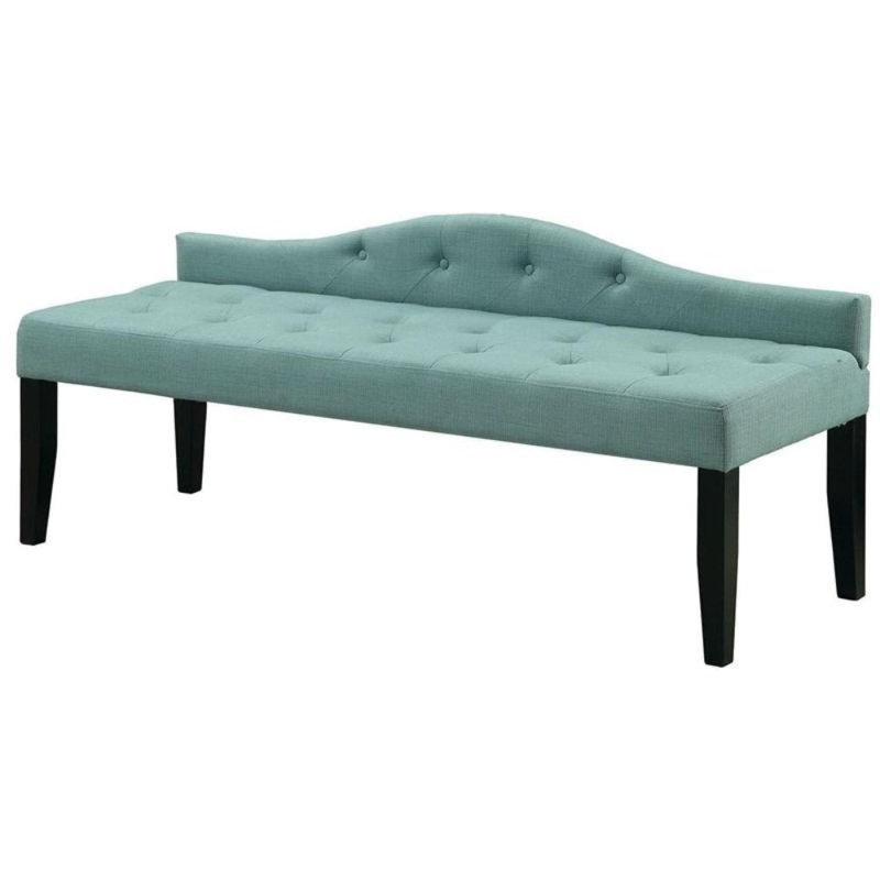 Bryson 64 In. Contemporary Style Blue Fabric Bench, 26" H x 64" W x 21" D
