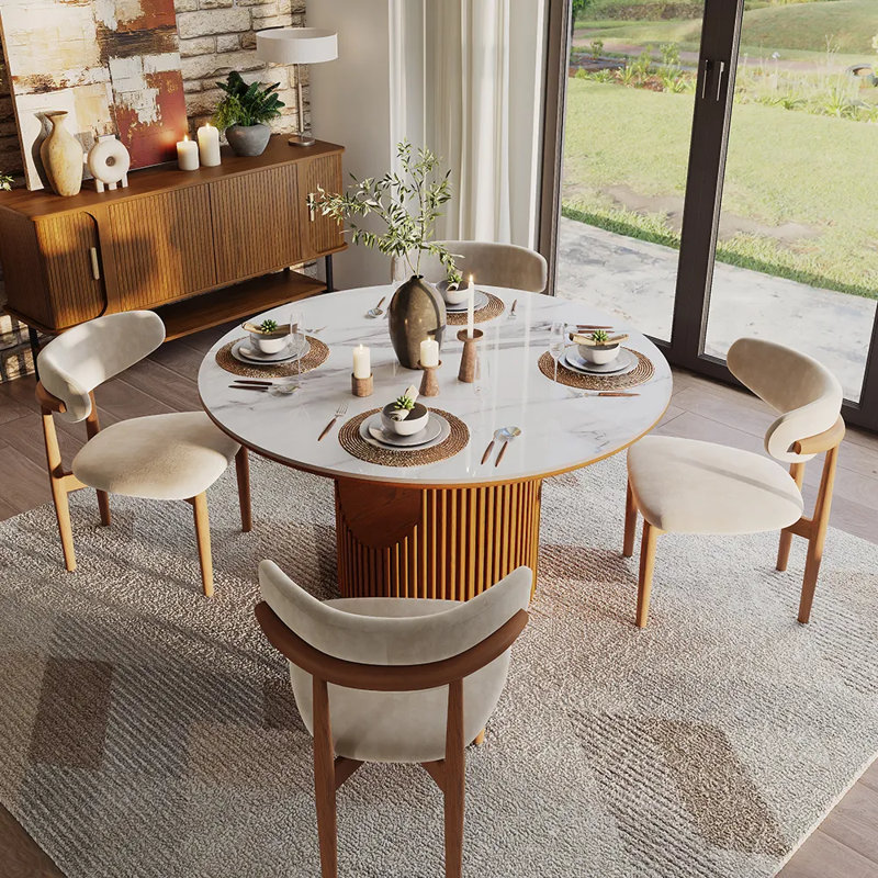 Table de salle à manger Mid-Century, Blanc lustré, H 30 po x L 47 po x l 47 po