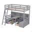 Lit mezzanine simple avec tablettes de rangement, tiroirs, siège et bureau-794172928