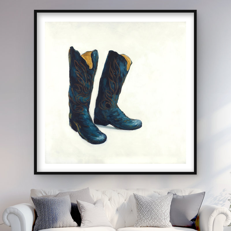 Bottes de cowboy en cuir - Beige femme, impression encadrée