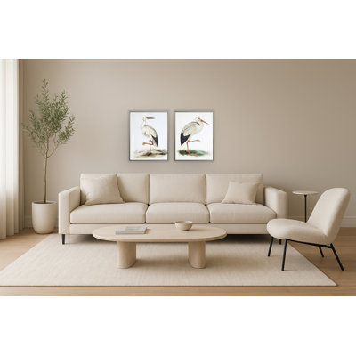 Art mural sur toile Elegant Twin Storks Naturale - cadre argenté