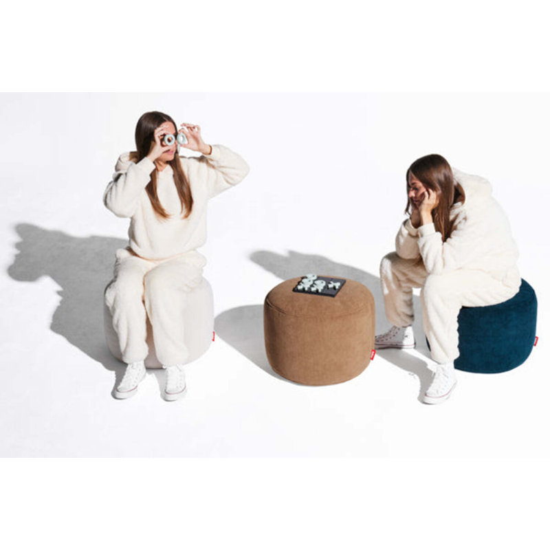Point Recycled Cord Ottoman, Teddy Bear