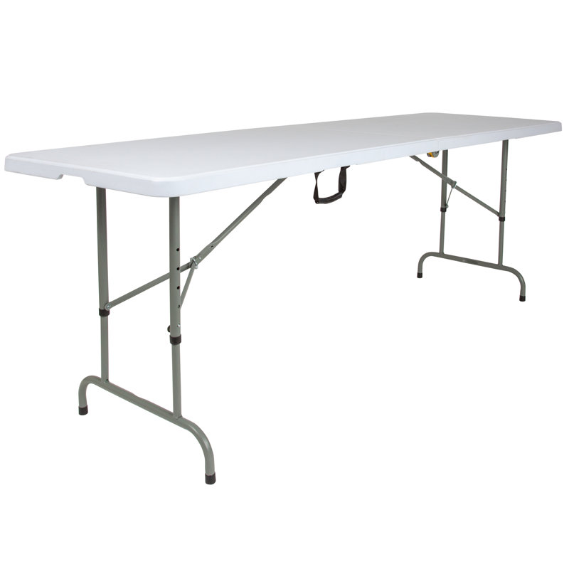 Parker 8' Height Adjustable Plastic Folding Event Table with Carrying Handle