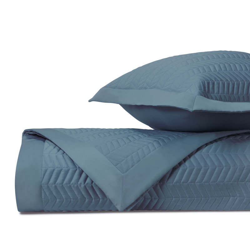 Chester Quilted Sateen Coverlet Set, Queen Coverlet +  2 Standard Shams , Stone Blue