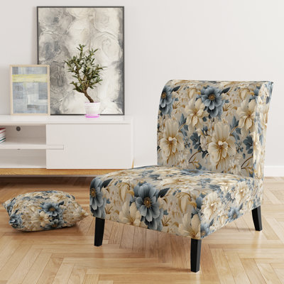 Rustic Victorian Brocade Victorian Pattern - Upholstered Floral Accent Chair Cottage Side Chair