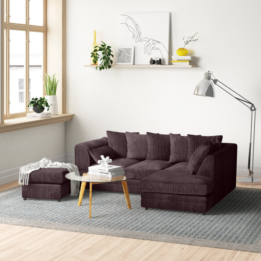 Moana 3 - Piece Upholstered Corner Sofa Chaise with Ottoman