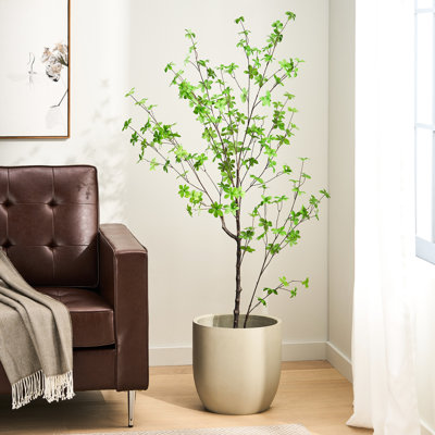 Arbre à feuilles artificiel 150 cm - Élevez le niveau de votre décor. Pour un arrangement rapide. Faux feuilles faciles d'entretien. Allure. L 30,8 po x P 30,8 po. H 59,89 po. Meuble télé avec installation simple.