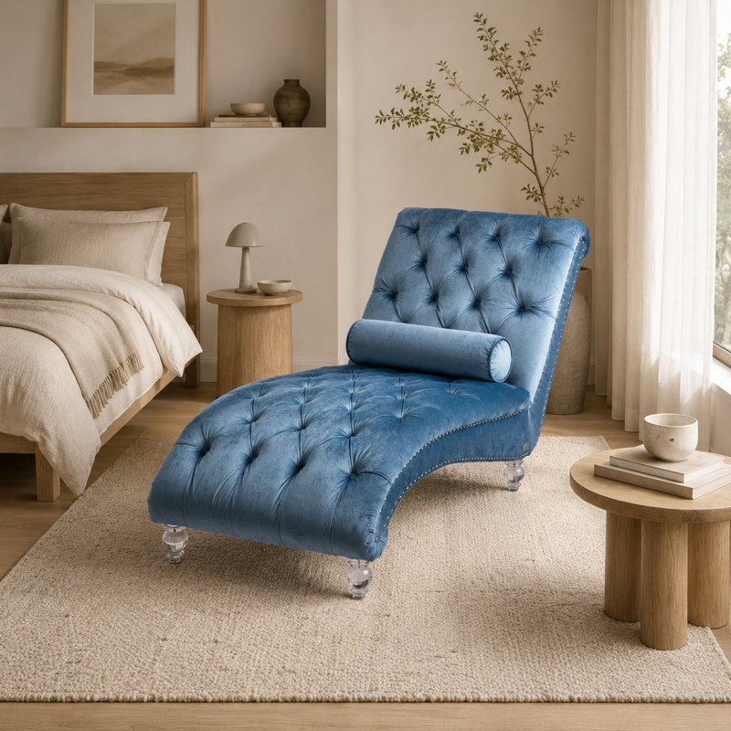 Méridienne Jenille, Velours bleu clair