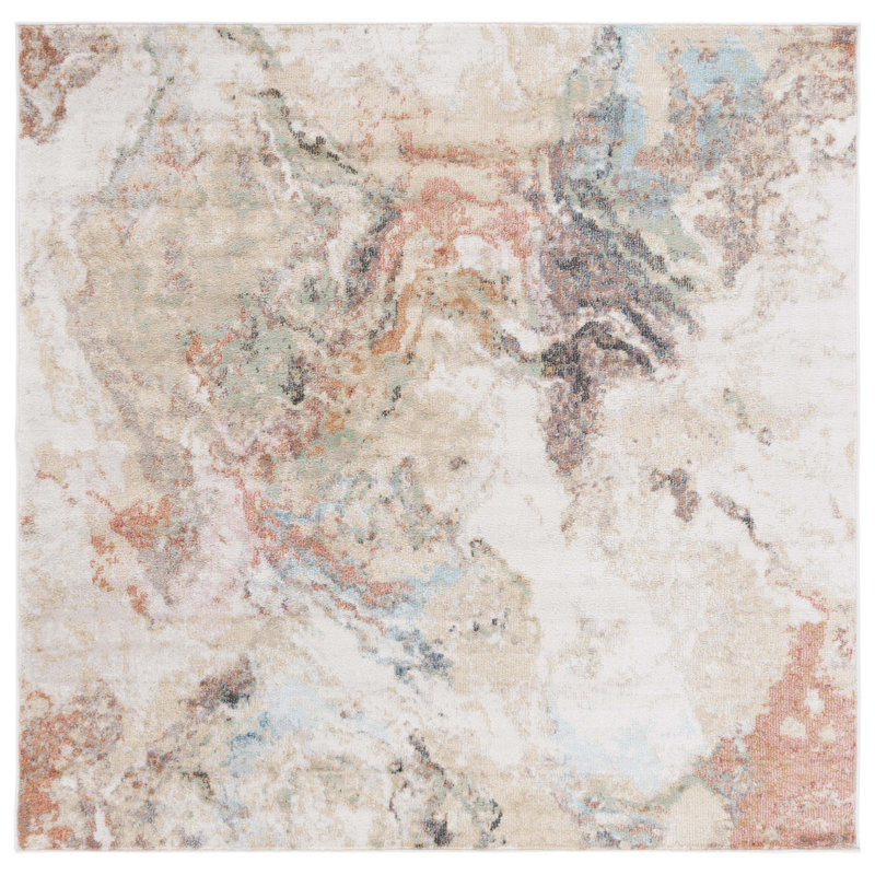Phoenix 500 Performance Abstract Rug, Square 6'7"