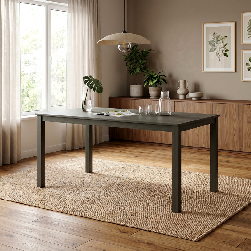 Modern Rectangular Dining Table with Textured Surface - Classic Four-Leg Design for Contemporary Spaces, Gray