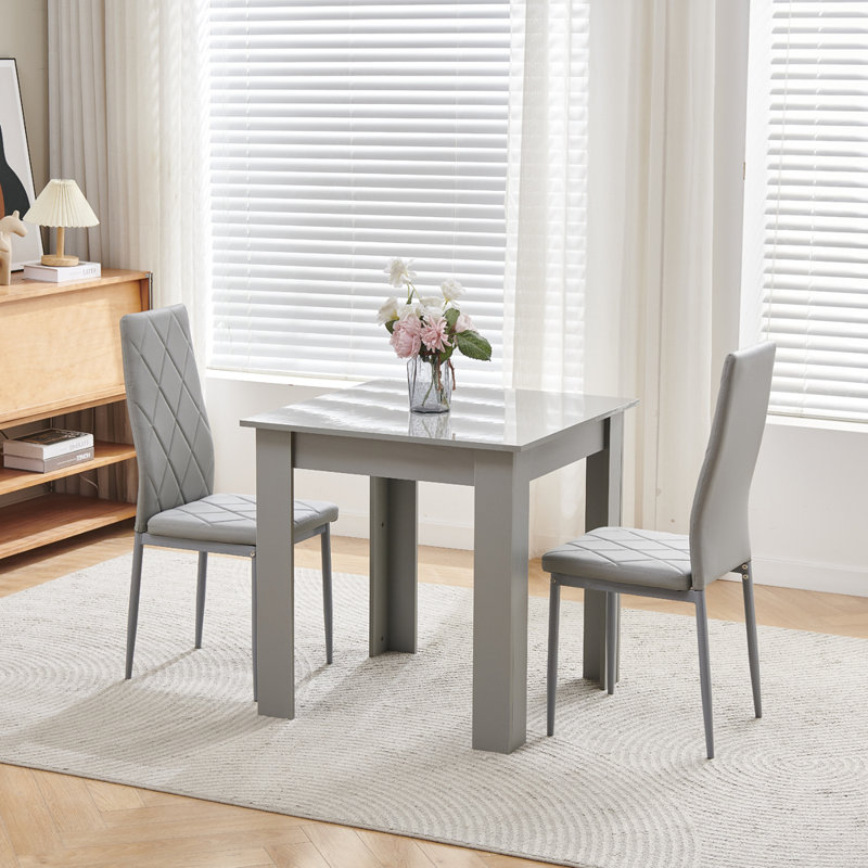 Dining Set, Grey Leather Chairs#2