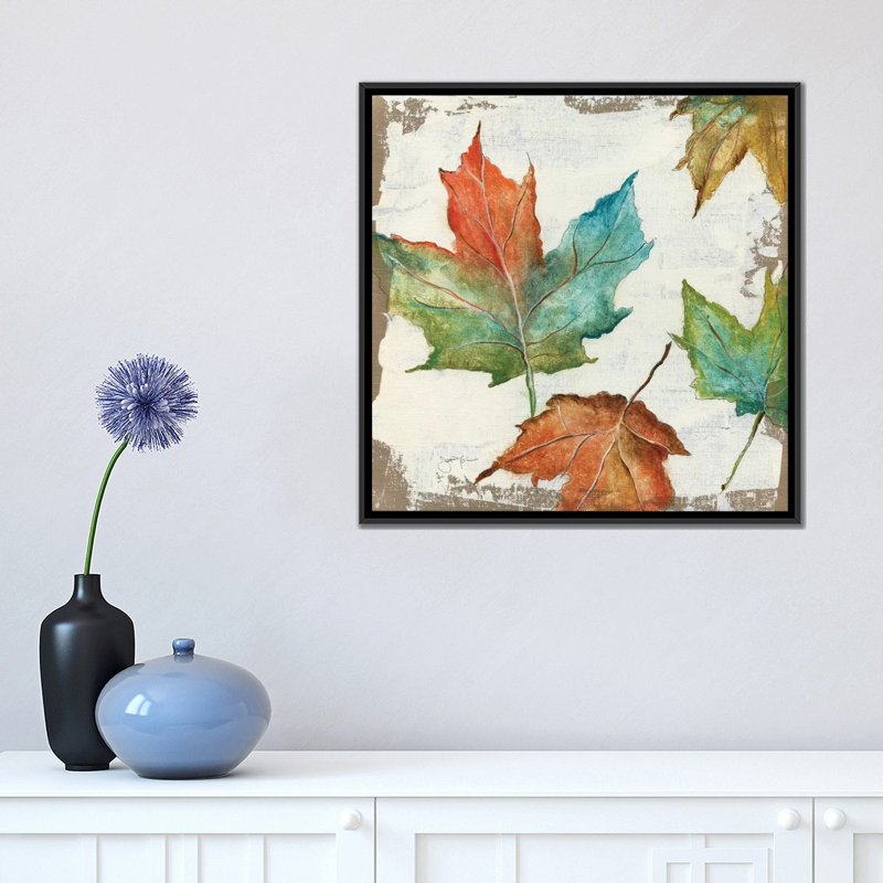«Fall Leaves», reproduction d'art sur toile tendue, H 18 po x l 18 po x P 1,5 po, Toile encadrée noire, Pas de tapis