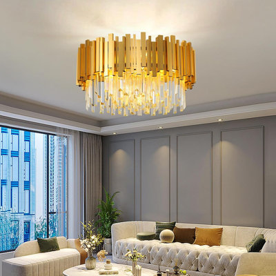 Luminaire moderne en cristal de lustre, lumières E14 pour salle à manger en cristal rond (55 cm)