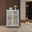 Armoire de cuisine sur roulettes l 31,5 po x P 17,3 po x H 47,2 po, support à micro-ondes à 4 niveaux avec tablettes réglables et portes translucides, blanc