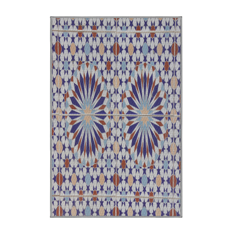 Tapis mauve/gris tissé à la machine, Rectangle 7 pi x 9 pi