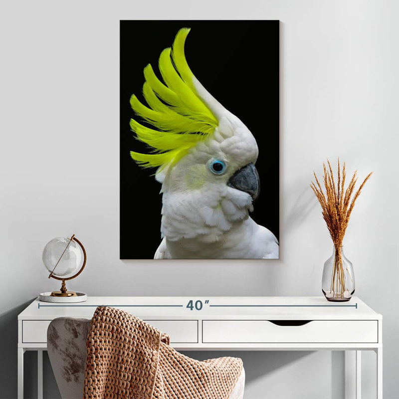 Brampt Yellow Crested Cockatoo, 30" H x 20" W
