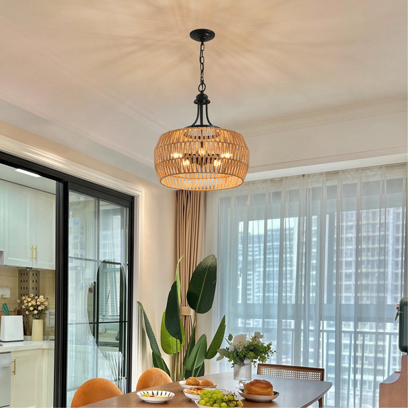 Luminaire suspendu 19 po en corde de chanvre Boho