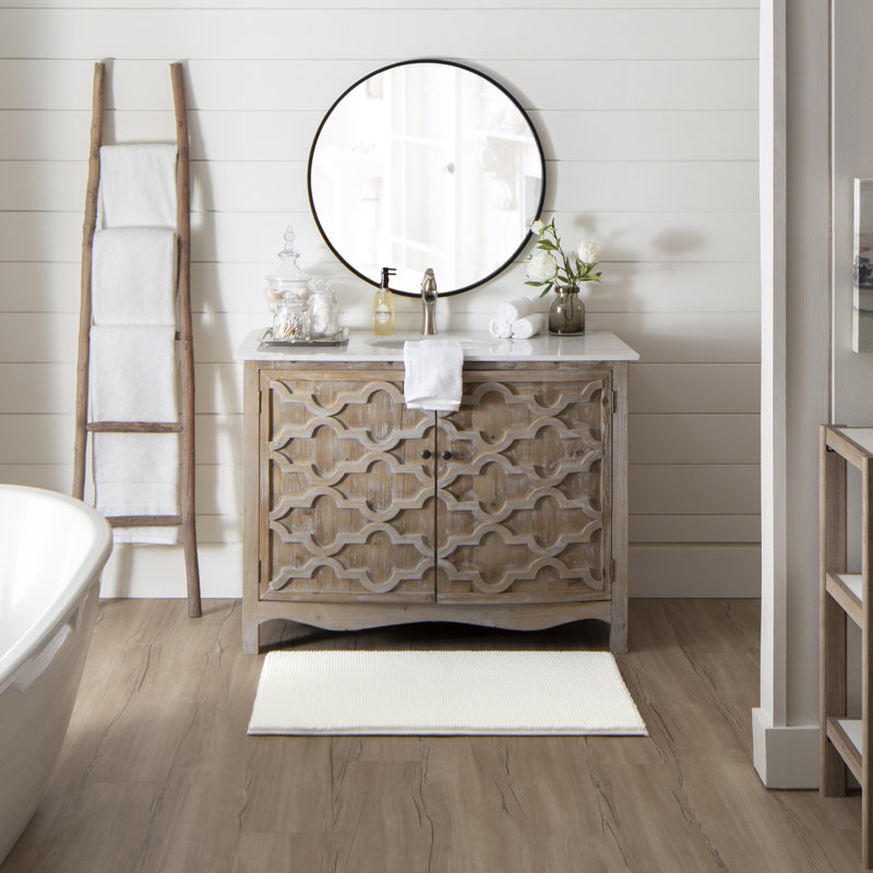 Tapis pour salle de bain Wagnon, L 17 po x L 24 po, Taupe