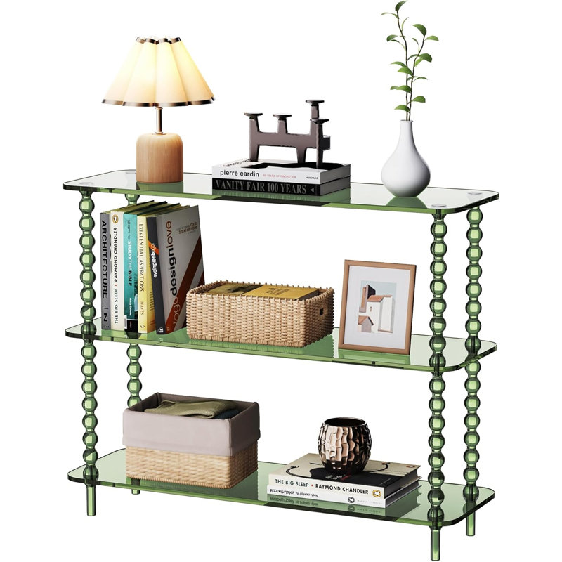 Acrylic Console Table Narrow, 3 Tier Long Entryway Table With Storage, Mid-century Modern Sofa Table For Living Room, Hallway