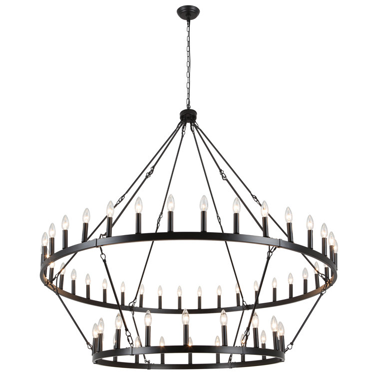 Neiges 54 - Light 60" Two Tier Large Farmhouse Rustic Wagon Wheel Chandelier