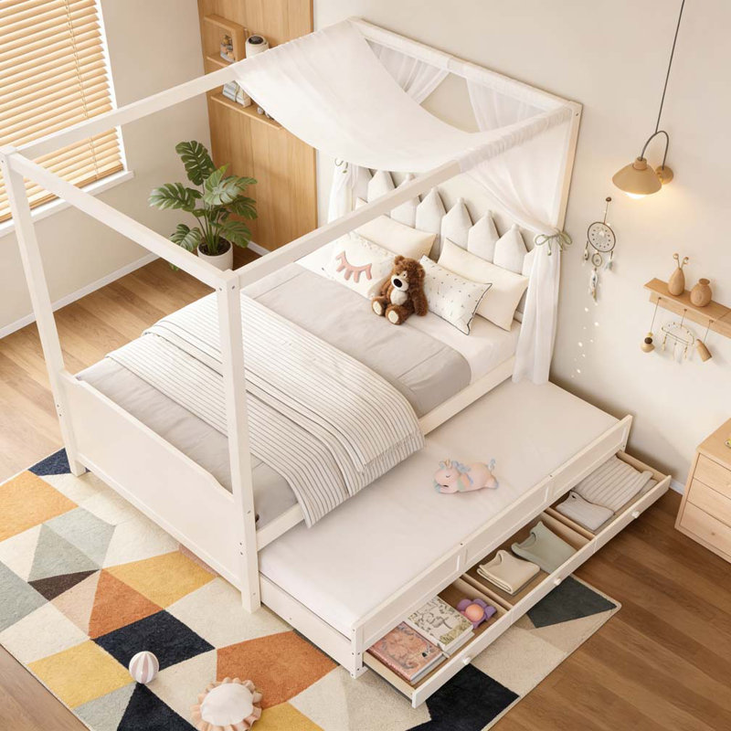 Lit plateforme simple avec tête de lit tapissier, Lit simple, Beige