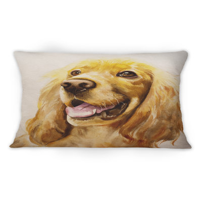 Portrait Of A Golden Retriever Cocker Spaniel - Traditional Printed Throw Pillow 1