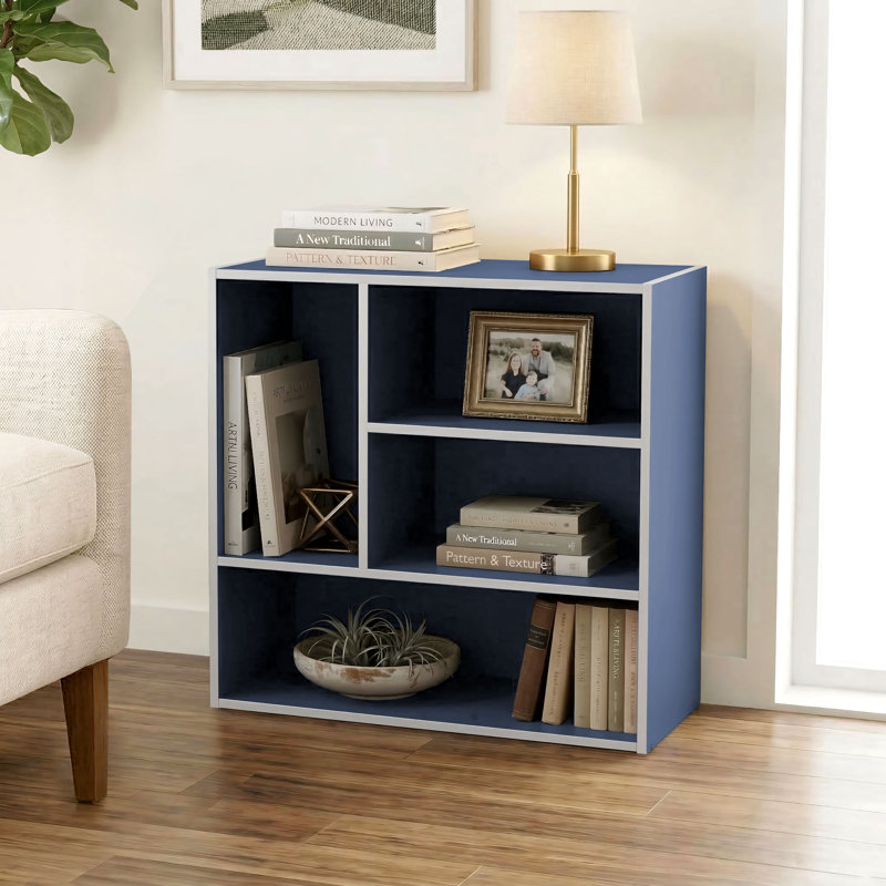 Bibliothèque de rangement Breayla, 4-Vertical, Bleu acier