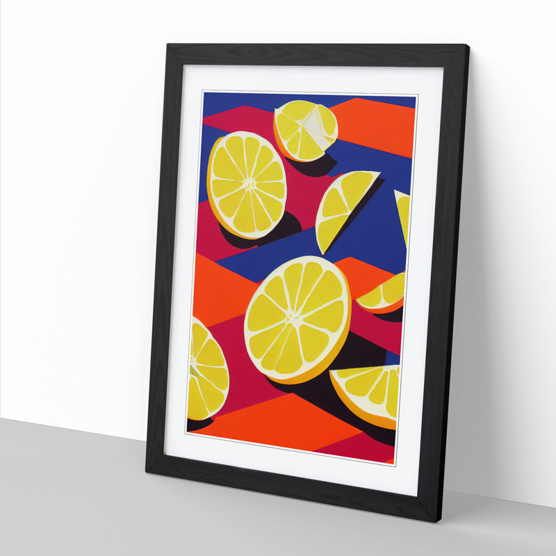 Lemon Fruit Pop - Picture Frame Print, 64cm H x 46cm W x 2cm D, Black