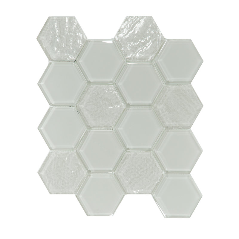 Carreau de mosaïque hexagonal gris verre 3 "x 3" Touch