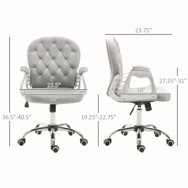 Chaise de bureau capitonnée de luxe pour un choix élégant pour la maison et le bureau, confort moelleux, Velours, Gris