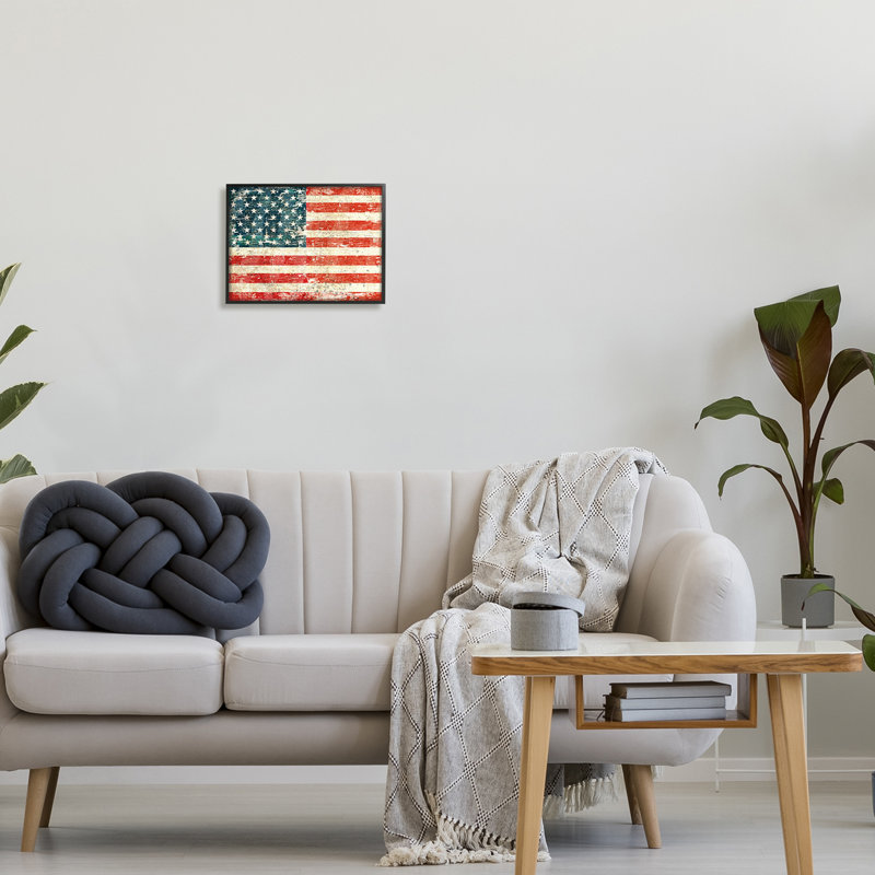 «Rustic American Flag» encadré sur bois par Peter Horjus, impression, Giclée encadrée noir minuit