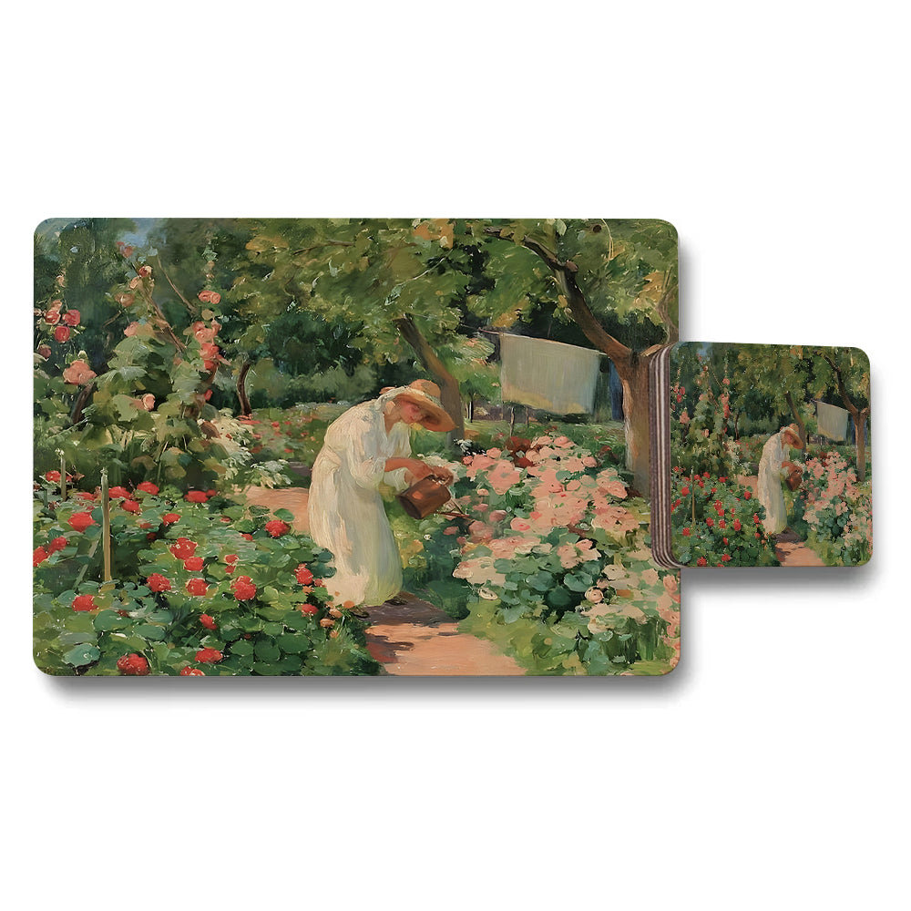 Impressionist Garden Roses Placemat And Coaster Set