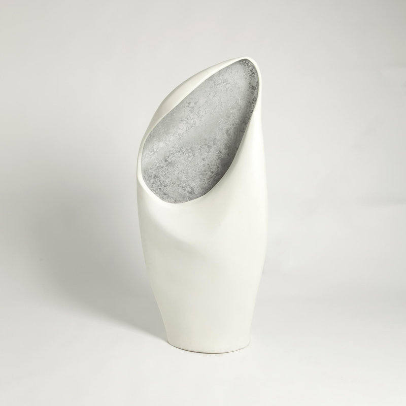 Cowl Lamp-White w/Leaf-Lg, Silver