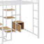 Lit mezzanine double en métal avec garde-robe de style ouvert, étagères et armoire-1391016212