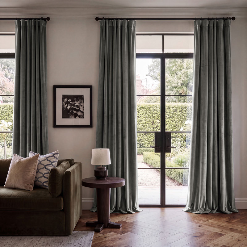 Rideaux en velours moelleux Matra pour chambre à coucher ‑ rideaux obscurcissants pour les fenêtres de salon, panneau simple
