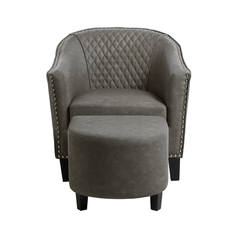 Picardy Faux Leather Armchair with Footstool