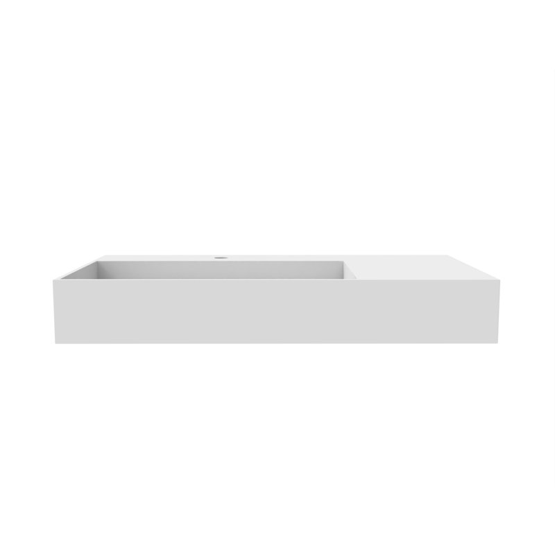 Juniper 36" Rectangular Wall Mounted Bathroom Sink with Left Basin and Counter Space - White, With Faucet Hole, Single, White
