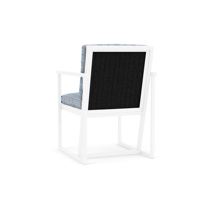 Summit Outdoor Dining Armchair, Ebony, Hansen Sky, White