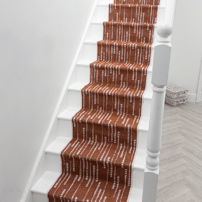 Stair Runner Geometric Flatweave Area Rug, Runner 60 x 720 cm